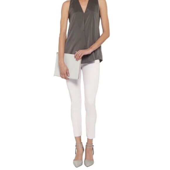 T Alexander Wang Charcoal Drapey Pleated Silk Sleeveless Blouse - Picture 1 of 11